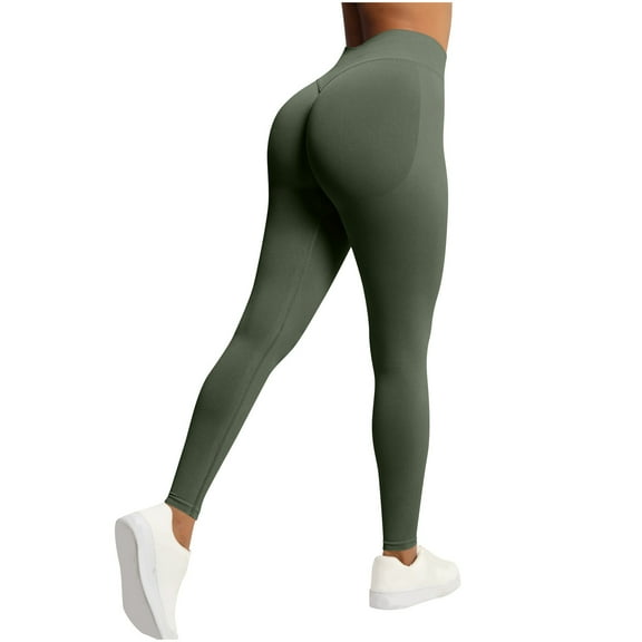 VBVC No Boundaries Women's Tummy Control Yoga Pants,Womens High Waisted Leggings,Plus Size Hip Lift Sweat Pants For Women,Army Green,SizeL