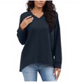 thumbnail image 1 of VBVC No Boundarie Women's V-Neck Slimming Sweatshirts,Long Sleeve Pullover Tops For Women,Ladies' Pluz Size Fit Shirts,Navy,Size M, 1 of 8