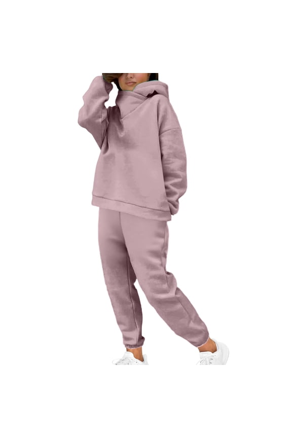 No Boundarie Women's Windproof Hoodies and Joggers,Ladies 2 Piece Thick Outfits,Athletic Workout Sets For Women,Pink,Size S