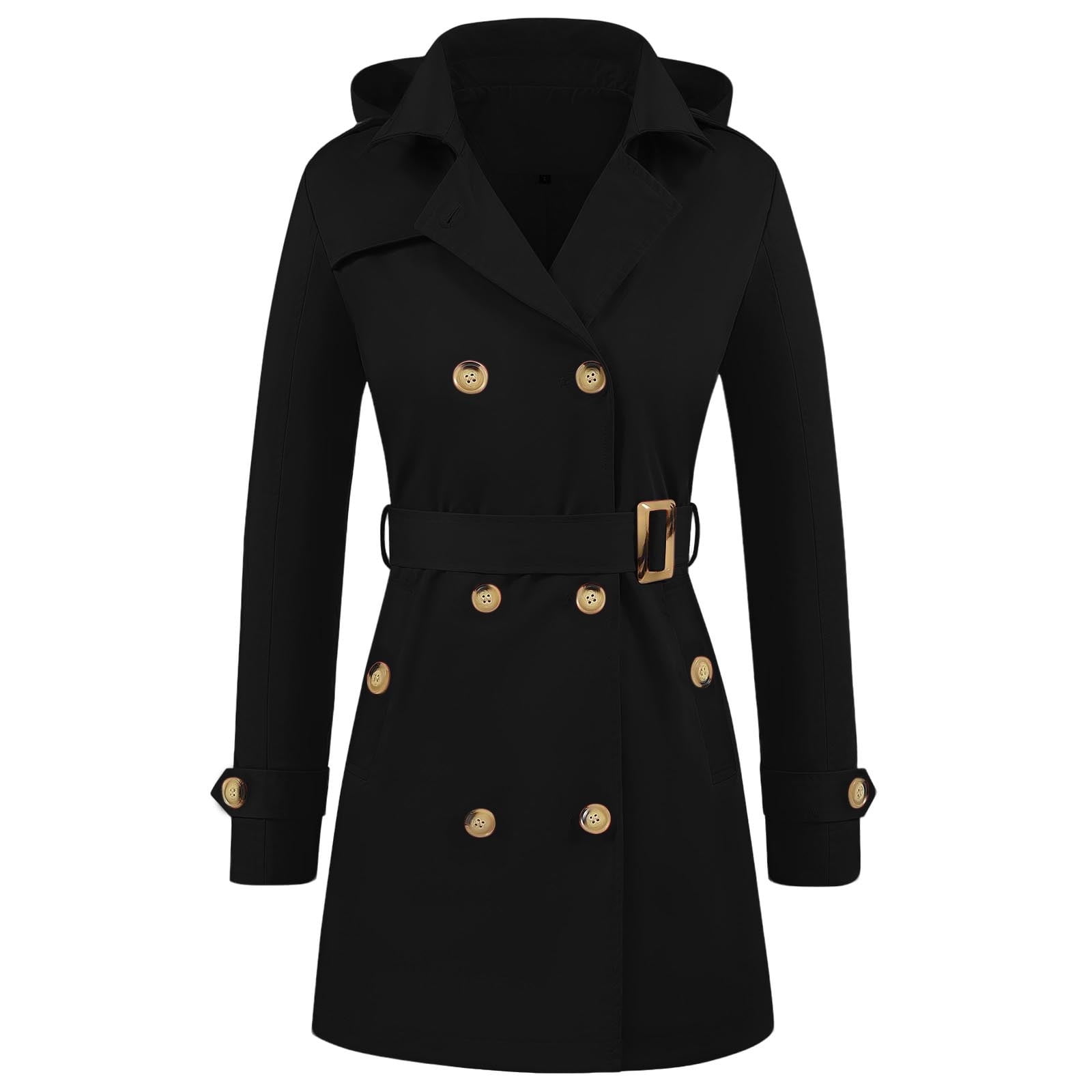 VBVC No Boundarie Women's Windproof Trench Coat,Double Breasted