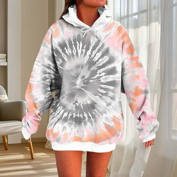 VBVC No Boundaries Women's Winter Colorful Hoodie,Tie Dye Hoodie Coats For Women and Men,Ladies Birthday Gifts with Kangaroo Pocket,Orange,Size XXL