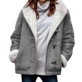 thumbnail image 1 of VBVC No Boundarie Women's and Women's Plus Windproof Coat,Ladies Faux Suede Toggle Jacket,Winter Sherpa Lined Cardigan For Women,Gray,Size XXL, 1 of 5