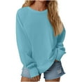 thumbnail image 1 of VBVC No Boundaries Womens Crewneck Sweatshirt, Long Sleeve Oversized Shirts, Women's Pullover Fall Sweater Y2k ,BLUE,Size M, 1 of 8