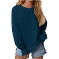 thumbnail image 1 of VBVC Womens Crewneck Sweatshirt, Long Sleeve Oversized Shirts, Women's Pullover Fall Sweater Y2k ,Navy,Size XL, 1 of 8