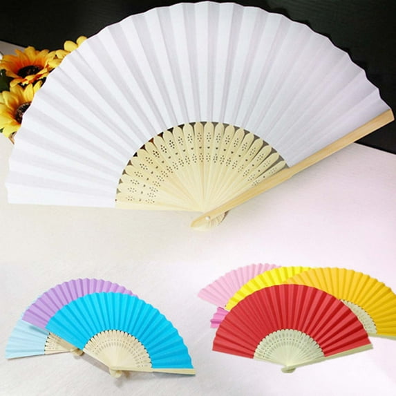 VBVC Pattern Folding Dance Wedding Party Lace Silk Folding Hand Solid Color Fan
