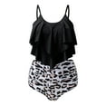 thumbnail image 1 of VBVC Swimsuits for Women Two Piece Bathing Suits Ruffled Flounce Top High Waisted Bikini Set, 1 of 5