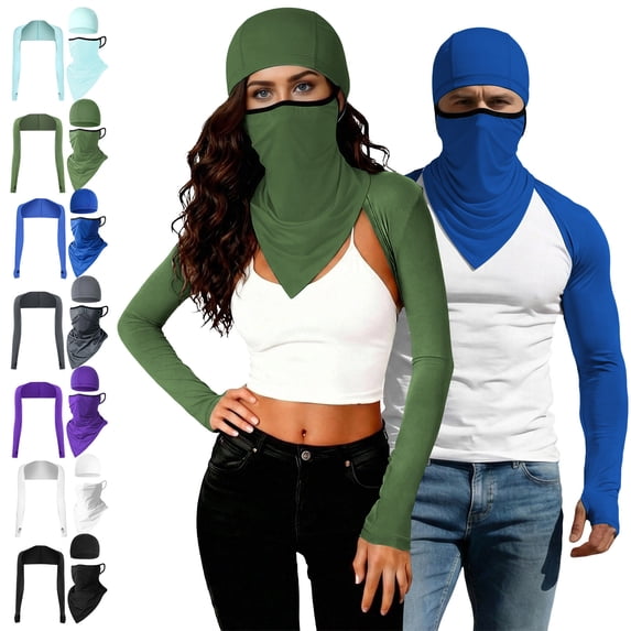 VBVC Unisex UPF 50+ Cycling Arm Shrug and Neck Gaiter Set,Biking Hiking Breathable Quick-Dry Sun Protection Kit for Men and Women,Blue,Free Size