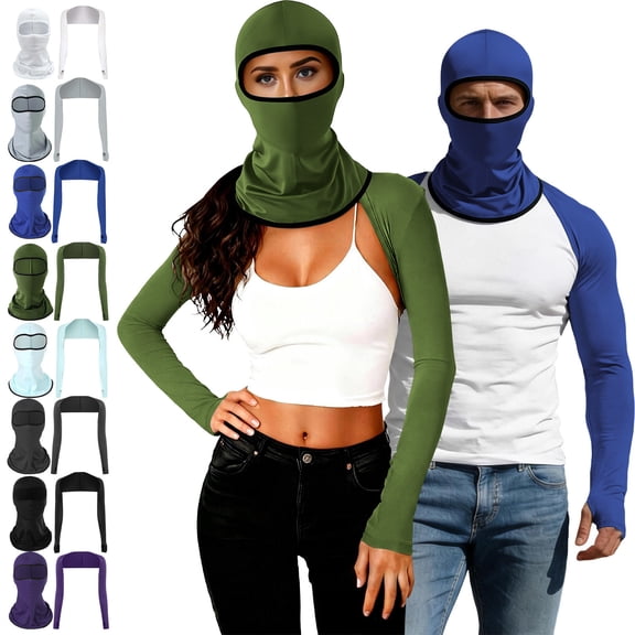 VBVC Unisex UPF 50+ Driving Arm Shrug and Balaclava Set,Road Trips Breathable UV Block Full Protection Kit For Men and Women,Gray,Free Size