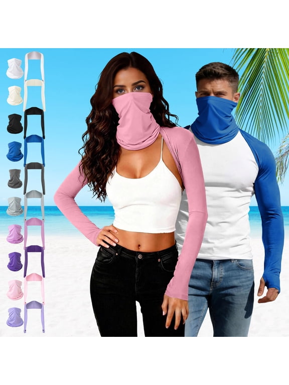 Unisex UPF 50+ Sun Protection Arm Shrug and Neck Gaiter,Ladies 2-in-1 Cooling Full Coverage Set for Golf Fishing Outdoor Activities,Multicolor,Free Size