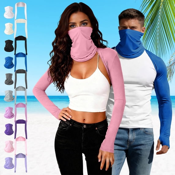 VBVC Unisex UPF 50+ Sun Protection Arm Shrug and Neck Gaiter,Ladies 2-in-1 Cooling Full Coverage Set for Golf Fishing Outdoor Activities,Pink,Free Size