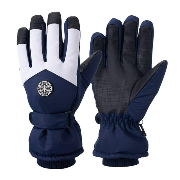 VBVC Unisex Waterproof Ski Gloves,Cold-Proof Snowflake Gloves for Men and Women,Blue,Size L