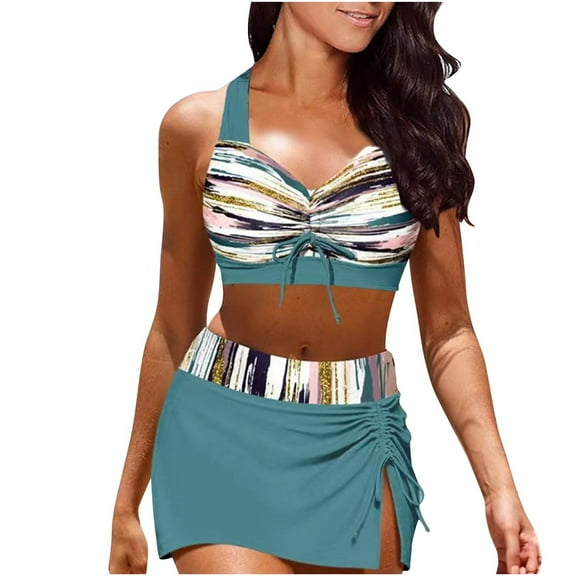 VBVC Women Bikini Sets Print Tummy Control Two Piece Vintage Bathing Suit Swimsuits Swimdress Swimwear