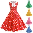thumbnail image 1 of VBVC Women's 1950s Polka Dot Midi Dress,Ladies Bow Tie Swing Dress,Sleeveless Party Dress For Women,Red,S-2XL, 1 of 6