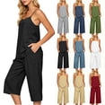 thumbnail image 1 of VBVC Women's 2 Piece Cropped Loungewear Set,Adjustable Strap Cami Top and Capri Pants for Women,Ladies Casual Summer Home Vacation Outfit with Pockets,Khaki,S-2XL, 1 of 9