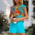 thumbnail image 1 of VBVC Women's 2 Piece Drawstring Striped Short Sets,Crew Neck Tank Top and Shorts For Women,Ladies Floral Sweatsuits with Pockets,Sky Blue,S-2XL, 1 of 8