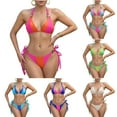 thumbnail image 1 of VBVC Women's 2 Piece Halter Triangle Bikini Set,Ladies Drawstring Swimsuit,Tie Side String Thong Swimwear For Women,Green,Size L, 1 of 7