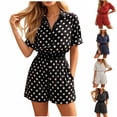 thumbnail image 1 of VBVC Women's 2 Piece Polka Dot Shirt and Shorts Set, Casual Vacation Matching Lounge Set For Women, Ladies Elastic Waist Summer Outfit with Pockets,Red,S-2XL, 1 of 10
