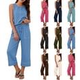 thumbnail image 1 of VBVC Women's 2 Piece Sleeveless Color Block Set,Tank Top and Capri Pants For Women,Ladies Summer Comfy Travel Loungewear with Pockets,Army Green,S-3XL, 1 of 10