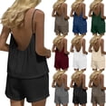 thumbnail image 1 of VBVC Women's 2 Piece Summer Short Outfit Set,Ladies Spaghetti Strap Cami Top and Pull-On Shorts,Backless Loungewear Set For Women,Wine,S-2XL, 1 of 9