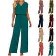 thumbnail image 1 of VBVC Women's 2 Piece V-Neck Drawstring Set,Ladies Sleeveless Top and Wide Leg Pants,Summer Dressy Outfit for Women,Mint Green,S-2XL, 1 of 7