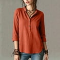 thumbnail image 1 of VBVC Women's 3/4 Sleeve Henley Blouses , Ladies' Mandarin Collar Half Button Shirts , Casual Loose Fit Tunic Tops For Women, S-2XL, 1 of 9