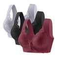 thumbnail image 1 of VBVC Women's 3 Pack Front-Closure Lace Bralette,Ladies Adjustable Full Coverage T-Shirt Bra,Supportive Everyday Bralette For Women,Wine,Size L, 1 of 9