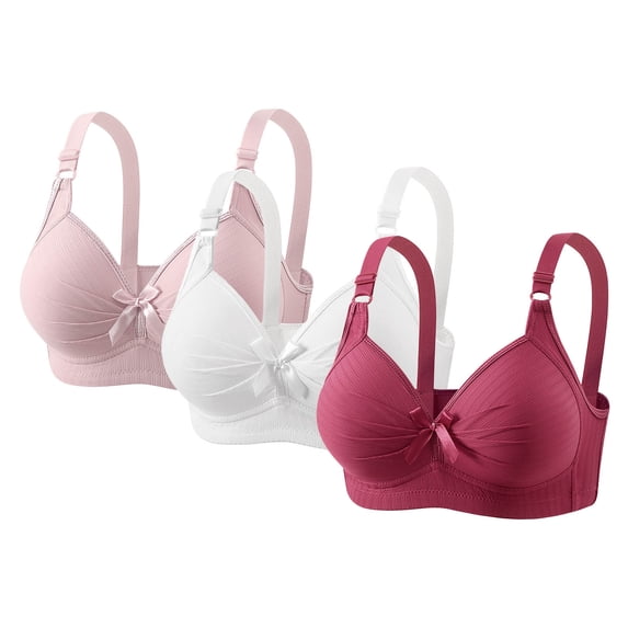 VBVC Women's 3 Pack Lace Trimmed Wireless T-Shirt Bra,ladies Adjustable Full Coverage Bralette,Supportive Sports Underwear For Women,Multicolor,Size XXXXXL