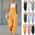 thumbnail image 1 of VBVC Women's Baggy Adjustable Strap Cargo Overalls , Sleeveless Wide Leg Jumpsuit Romper For Women , Ladies' Casual Bib Pants with Pockets, Light Blue , S-2XL, 1 of 7