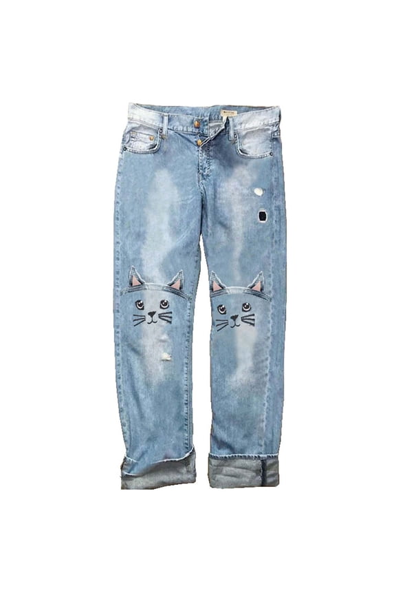 Women's Baggy Wide Leg Jeans Stretchy High Waisted Jeans Trendy Spring Straight Leg Denim Pants Blue<,Size L