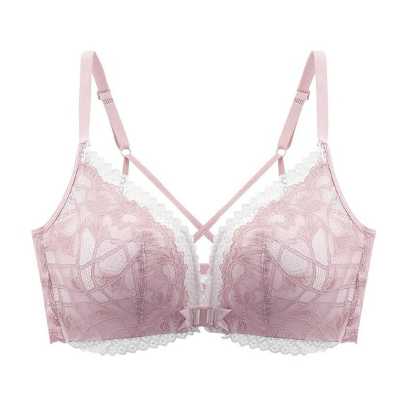 VBVC Women's Breathable Lace Front Closure Bra,Ladies Crisscross Straps Bralette,Adjustable Everyday Lingerie For Women,Purple,Size XL
