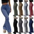 thumbnail image 1 of VBVC Women's Butt Lift Flared Jeans,High Waisted Bell Bottoms For Women,Ladies Stretchy Denim Pants with Pockets,Dark Gray,XS-2XL, 1 of 10
