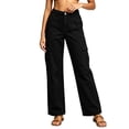 thumbnail image 1 of VBVC Women's Cargo Denim Pants with Pockets , High Waisted Wide Leg Jeans For Women, S-2XL, 1 of 4