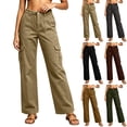 thumbnail image 1 of VBVC Women's Cargo Denim Pants with Pockets , High Waisted Wide Leg Jeans For Women, S-2XL, 1 of 5