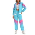 thumbnail image 1 of VBVC Women's Carnival 2 Piece Tracksuit,80s 90s Windbreaker Jacket and Jogger Pants,Colorblock Hip Hop Outfit For Women,Blue,Size S, 1 of 8