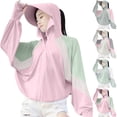 thumbnail image 1 of VBVC Women's Color Block Sun Protection Hoodie,Ladies UPF 50+ Cooling Zip Up Jacket,Outdoor Driving Cycling Top For Women,Gray,Free Size, 1 of 6