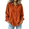 thumbnail image 1 of VBVC Women's Corduroy Button Down Shirt , Ladies' Long Sleeve Collared Blouse , Fall Winter Work Tops For Women, S-2XL, 1 of 6