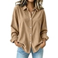 thumbnail image 1 of VBVC Women's Corduroy Button Down Shirt , Ladies' Long Sleeve Collared Blouse , Fall Winter Work Tops For Women, S-2XL, 1 of 6