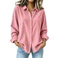 thumbnail image 1 of VBVC Women's Corduroy Button Down Shirt , Ladies' Long Sleeve Collared Blouse , Fall Winter Work Tops For Women, S-2XL, 1 of 6