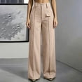 thumbnail image 1 of VBVC Women's Corduroy High Waisted Trousers , Work Wide Leg Pants For Women , Ladies' Double Button Slacks with Pockets, Khaki , S-3XL, 1 of 9