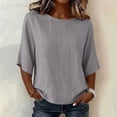 thumbnail image 1 of VBVC Women's Cotton Linen Batwing Half Sleeve Top , Ladies' Crew Neck Drop Shoulder Blouse , Casual Tunic Shirts For Women, S-3XL, 1 of 5