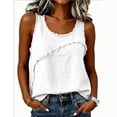 thumbnail image 1 of VBVC Women's Cotton Linen Frayed Trim Tank Tops , Ladies' Casual Summer Crew Neck Blouses , Breathable Sleeveless Shirts For Women,White,S-2XL, 1 of 7