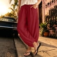 thumbnail image 1 of VBVC Women's Cotton Linen Harem Joggers Pants , Baggy Drawstring Boho Trousers For Women , Ladies' Summer Beach Pants with Pockets, S-2XL, 1 of 6