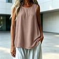 thumbnail image 1 of VBVC Women's Cotton Linen Sleeveless Swing Tank Top , Ladies' Loose Flowy A-Line Blouse , Casual Breathable Summer Shirt For Women, *Khaki , Small, 1 of 7