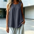 thumbnail image 1 of VBVC Women's Cotton Linen Sleeveless Swing Tank Top , Ladies' Loose Flowy A-Line Blouse , Casual Breathable Summer Shirt For Women, *Navy , XX-Large, 1 of 7