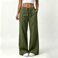 thumbnail image 1 of VBVC Women's Cotton Linen Wide Leg Pants , Drawstring Sweatpants For Women , Ladies' Summer Fall Trousers with Pockets, Army Green , S-2XL, 1 of 7
