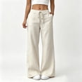 thumbnail image 1 of VBVC Women's Cotton Linen Wide Leg Pants , Drawstring Sweatpants For Women , Ladies' Summer Fall Trousers with Pockets, White , S-2XL, 1 of 7