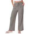 thumbnail image 1 of VBVC Women's Cotton Wide-Leg Pants,Summer Drawstring Sweatpants For Women,Ladies Lightweight Trousers with Pockets,Gray,Size M, 1 of 9