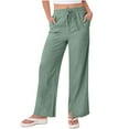 thumbnail image 1 of VBVC Women's Cotton Wide-Leg Pants,Summer Drawstring Sweatpants For Women,Ladies Lightweight Trousers with Pockets,Mint Green,Size S, 1 of 9