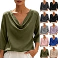 thumbnail image 1 of VBVC Women's Cowl Neck 3/4 Sleeve Blouse,Ladies Loose Fit Casual Tunic Tops,Elegant Work Office Shirts for Women,Black,S-2XL, 1 of 10
