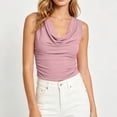 thumbnail image 1 of VBVC Women's Cowl Neck Ruched Tank Top , Ladies' Stretch Fitted Going Out Cami , Summer Sleeveless Business Work Blouse For Women,Pink,S-2XL, 1 of 4
